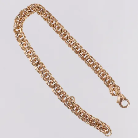 Armband Bismarck längd 19cm bredd 6mm ögla efter berlock, 14K Vikt: 12 g