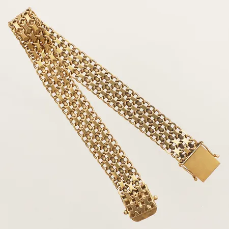 Armband X-länk längd 19,5cm, bredd 10,9mm Jogurs Guldsmedja Eduard år 1965 18K Vikt: 22,9 g