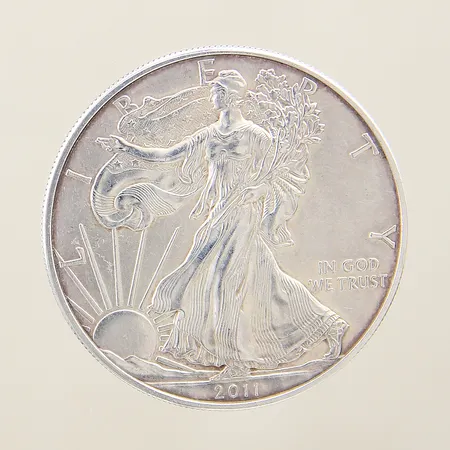 Mynt 1OZ One dollar United States of America Ø40,6mm år 2011 silver 999/1000 Vikt: 31,2 g