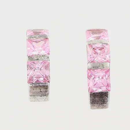 Örhängen Guldfynd 14x4mm rosa stenar silver 925/1000 Vikt: 3 g