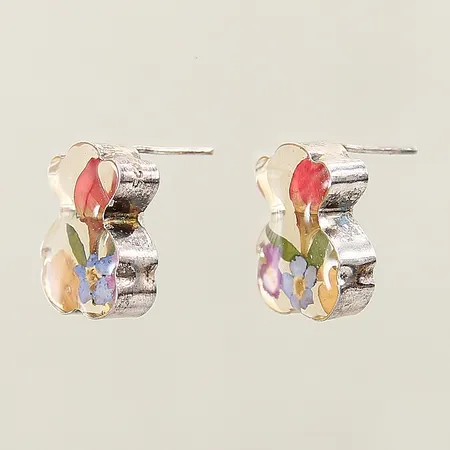 Örhängen med inkapslade blommor 16,2x12,8mm, saknar stoppar silver 925/1000 Vikt: 3,1 g