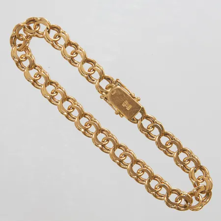 Armband Bismarck längd: 21,5cm, bredd: 7,5mm, kistlås, svenska stämplar, 18K Vikt: 21,4 g