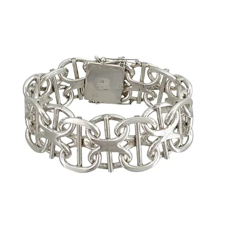 Armband X-länk kraftig modell silver, längd 20 cm, bredd 23,5 mm, tillverkare NSE Guldvaru Ab Köping, kontrollstämpel, fint skick Vikt: 80,4 g