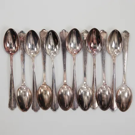 12 Moccaskedar, 10,8cm, modell Chippendale, GAB, silver, Vikt: 113,7 g