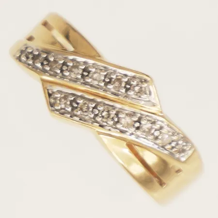 Ring med diamanter 14xca0,01ct, stl:18 bredd 9,5mm 18K Vikt: 5 g