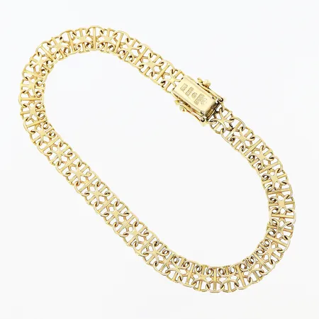 Armband X-länk med stav, längd 19cm, bredd 6mm, 18K Vikt: 9,6 g