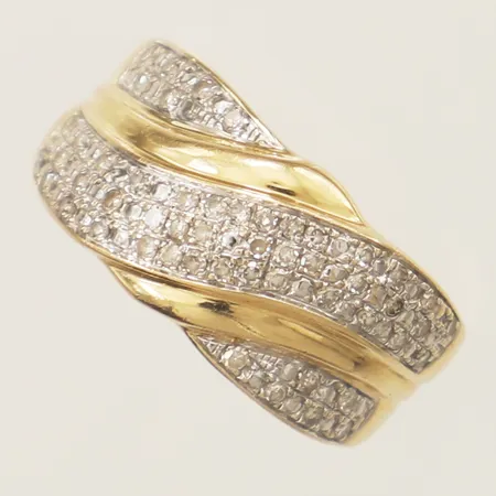 Ring med diamanter 52 x ca 0,0025ct, stl:16 bredd 2-9,4mm, GHA 18K Vikt: 3 g