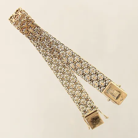 Armband X-länk med stav, längd 20cm, bredd 11,8mm, 18K.  Vikt: 26,9 g