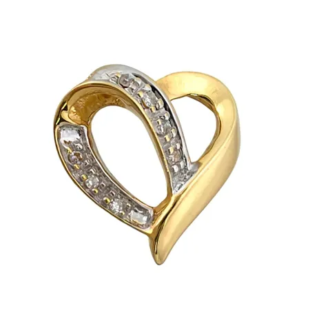 Hänge Hjärta i 18K guld, Diamanter 7 x 0,005ct, Guldfynd (GHA), längd 13 mm, bredd 13 mm, fint skick Vikt: 1,3 g