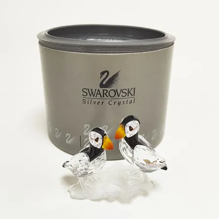 Figurin Lunnefåglar Swarovski kristall, nr 000 008, 6,2x7,6cm, original etui.