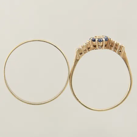 2 Ringar, repiga/defekt, stenar 14K Vikt: 4,3 g