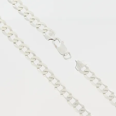 Kedja manglad Pansar längd 65,5cm, bredd 7mm, defekt lås, silver 925/1000 Vikt: 35,9 g