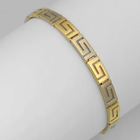 Armband i 14K guld, tvåfärgad modell, längd knäppt 18,0 cm, bredd 6 mm Vikt: 11,4 g