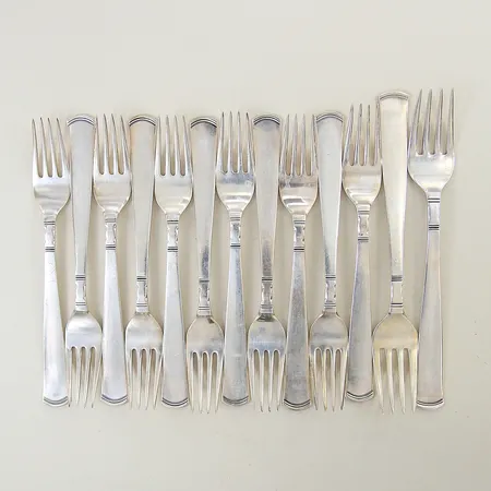 13 Dessertgafflar Rosenholm olika storlekar 14/15cm silver 830/1000 Vikt: 265,5 g