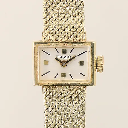 Damur Tasso 14K manuell Ø15,2mm, längd på länk: ca 17,5cm, integrerad länk 14K bruttovikt: 23,7g. 