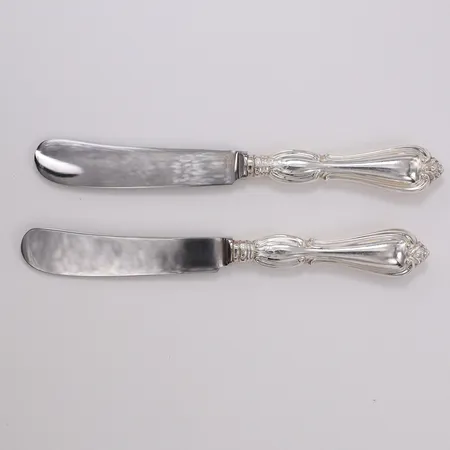 2 Smörknivar Olga längd ca 17cm, blad i stål, GAB silver 830/1000 bruttovikt 89,9g