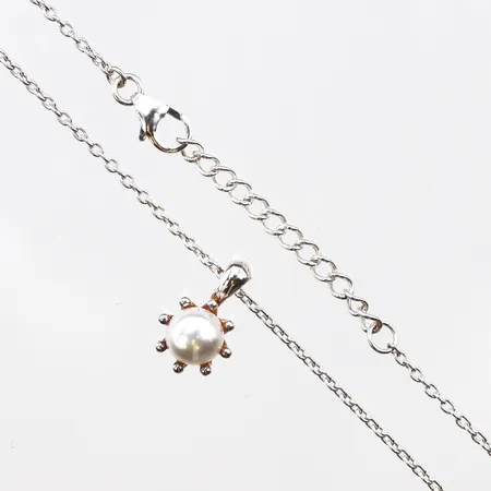 Kedja med hänge pärla, längd 45cm, bredd 1,4mm, hängets Ø6,4mm, 925/1000 silver. Vikt: 3,5 g