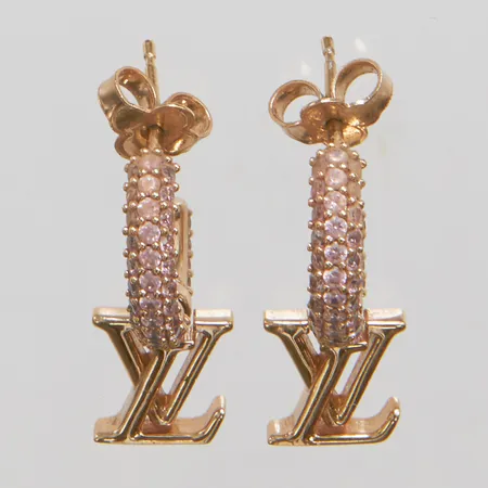 Örhängen Louis Vuitton "LV Iconic Earings" pink gold, längd: 25mm, gulmetall med rosa stenar, ref: M02380, serie nr: TE3274, kvitto daterad mars-2025 Stockholm, dustbag.