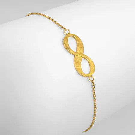 Armband i 18K guld, ankarkedja med integrerad dekor "Infinity", borstad yta på ena sidan, Guldfynd (GHA), längd 16,0 - 18,5 cm, bredd 1-8 mm, fint skick Vikt: 1,5 g