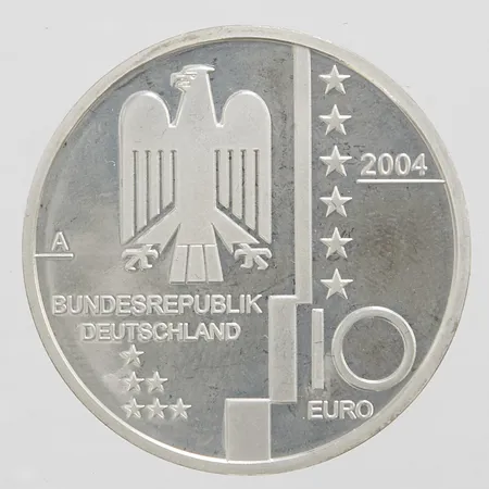 Mynt 10 euro Tyskland, 2004, Ø32,5mm, silver 999/1000 Vikt: 18 g