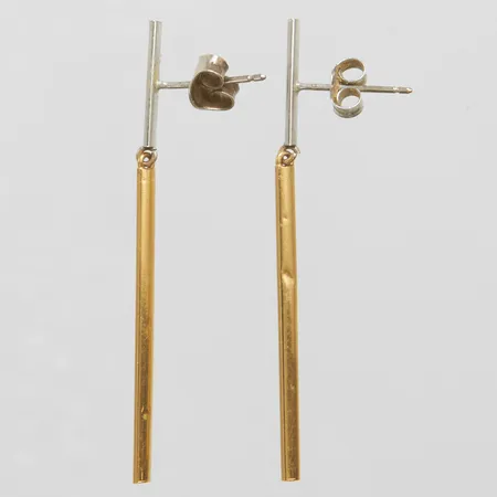 Örhängen stavar, längd: 44mm, bredd: 2mm, tvåfärgad, små bucklor, 18K Vikt: 1,2 g