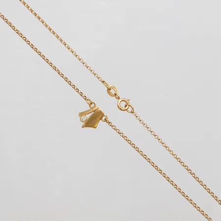 Collier med diamant 1x 0,03ct, ärtlänk längd: 41,5cm, bredd: 1,5-10mm, Balestra, svenska stämplar, 18K  Vikt: 3,9 g