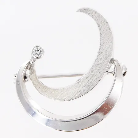 Brosch med vit sten 30x25mm, silver 925/1000 Vikt: 2,3 g