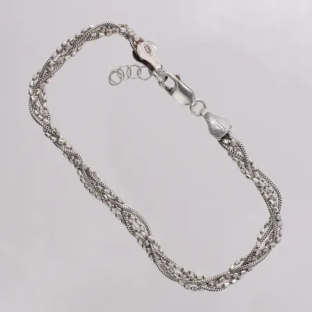 Armband flätad längd 18,5-20,5cm, bredd 4,2mm, GHA silver 925/1000 Vikt: 5,5 g