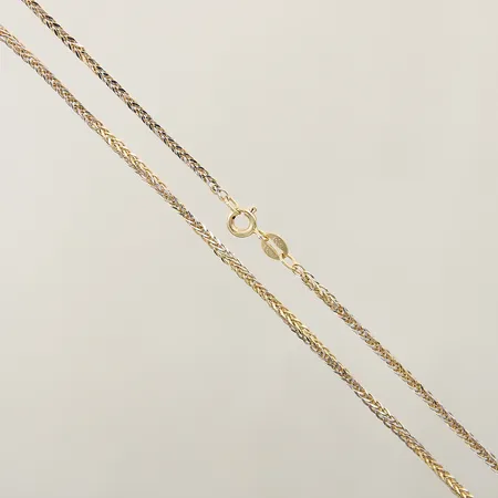 Kedja Rävsvans tvåfärgad längd 51,5cm, bredd 1,1mm, skeva länkbitar 18K Vikt: 3,6 g