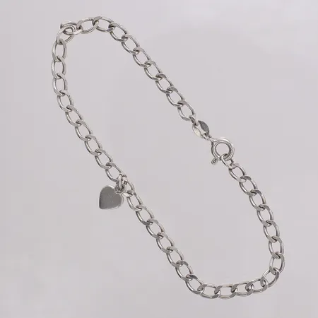Armband med berlock hjärta, längd 18,5cm bredd 3,8mm, GFAB silver 925/1000 Vikt: 3,8 g