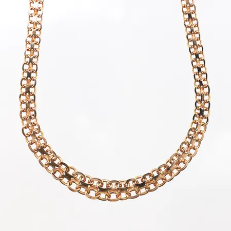 Collier X-länk, längd 42cm, bredd 4,1-8,7mm, kistlås med säkerhetskedja, 18K. Vikt: 18,8 g