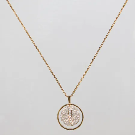 Collier Messika Lucky Move Pavé Necklace, ref 07395-PG, diamanter 0,7ctv enligt tillverkaren, längd: 57-69cm, bredd: 1,7mm, rörligt hänge 27x20,5mm, serienr: C44916, roséguld, 18K, originaletui med inbyggd belysning, certifikat daterat 20/1-2020 NK Fine Jewellery & Watches samt kvitto. Vikt: 15,4 g