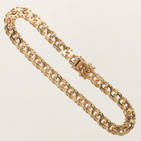 Armband Bismarck längd 20,5cm, bredd 6,6mm Årsta Guldsmedsverkstad S Lindber år 1962 18K Vikt: 18,6 g