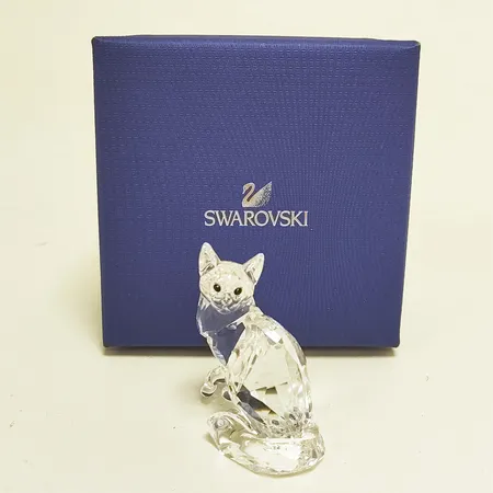 Figurin Katt Swarovski kristall, 6x4,5cm, original box.