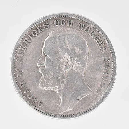 Mynt 2 Kronor - Oscar II Ø31mm år 1898, 800/1000 silver Vikt: 14,7 g