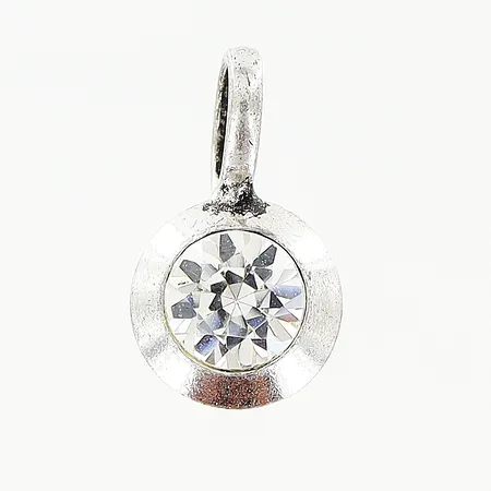 Hänge med vit sten 10x6mm, ostämplad, silver Vikt: 0,5 g