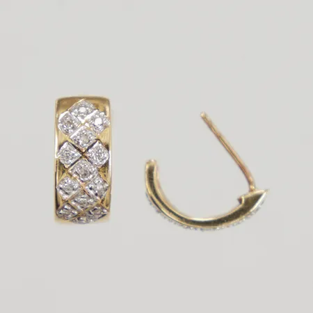 Örhängen med 8/8-slipade diamanter 26x ca 0,005ct, skeva stift, ena stopp saknas, Guldfynd, 18K,  Vikt: 3,2 g