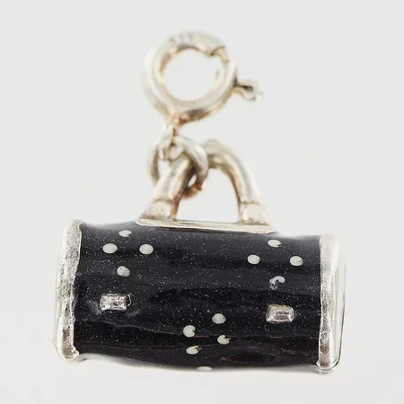 Hänge med springring 30x20mm, väska svart emalj, silver 925/1000 Vikt: 3,5 g