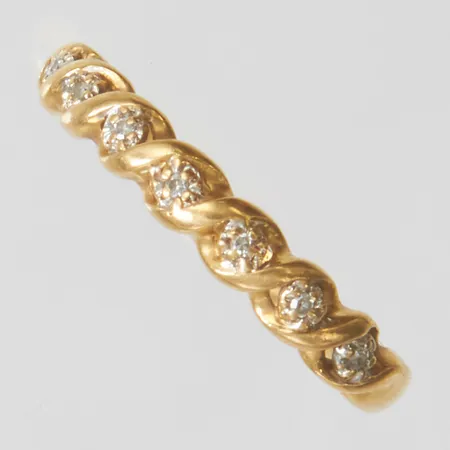 Ring med diamanter 7x 0,005ct stl:16¾, bredd: 1,5-3mm, 18K Vikt: 1,5 g