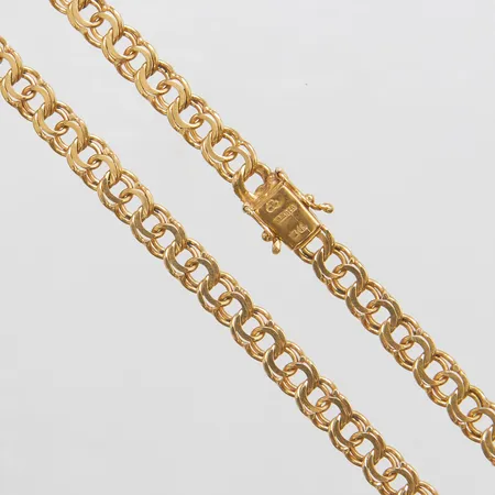 Collier Bismarck längd: 37,5cm, bredd: 6mm, svenska stämplar, kistlås, 18K Vikt: 21,7 g