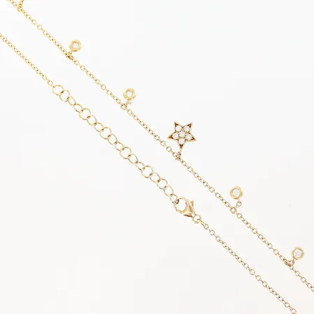 Collier med integrerade hängen diamanter 11 x ca 0,03ct, längd 34-39cm bredd 1-8,5mm, 18K Vikt: 4 g
