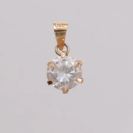 Hänge med kubisk zirkonia, längd 12,4mm bredd 6mm, GHA. 18K Vikt: 0,5 g