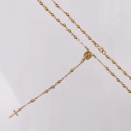 Collier kulor kors jungfru Maria längd 49,5cm, hängdel 95mm, 18K  Vikt: 7,9 g