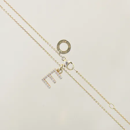 Kedja med integrerat hänge bokstav E med vita stenar Thomas Sabo ställbar längd 39-46cm bredd 0,8-15mm förgyllt silver 925/1000 Vikt: 3 g