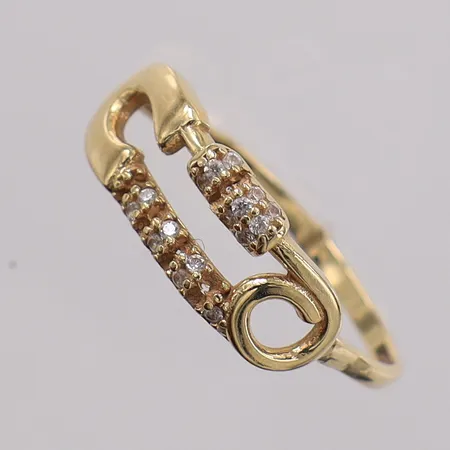 Ring med stenar, saknar flertal stenar, sprucken fog, bucklig, skev. 18K Vikt: 1,5 g