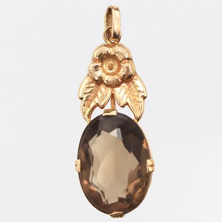 Hänge med sten, längd 27mm, bredd 8,5-9,5mm, ostämplat, 18K. Vikt: 1,9 g