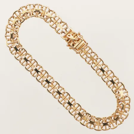 Armband X-länk med stav längd 20,5cm bredd 8mm Ustav B år 1966 18K Vikt: 15,8 g
