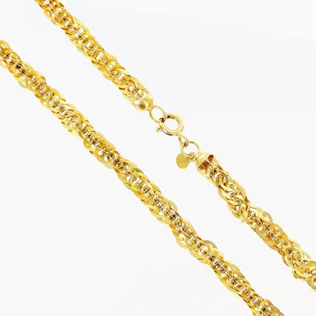 Collier längd 45cm, bredd 6mm, defekta länkbitar, slappt lås, 21K Vikt: 17,2 g