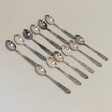 12 Kaffeskedar Princess längd 10,5cm, Cesons, silver 830/1000 Vikt: 123 g