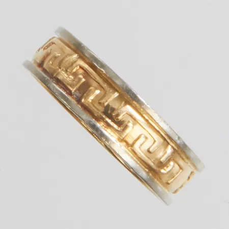 Ring stl: 18¾, bredd: 6mm, tvåfärgad, svenska stämplar, 1970, personlig gravyr, 18K Vikt: 6,7 g